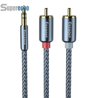 Essager อะแดปเตอร์แยกสายเสียง RCA Aux แจ็ค 3.5 มม. เป็นสายเสียง RCA 2 ตัว Y [superecho.th]