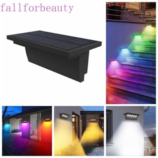 Fallforbeauty โคมไฟฉุกเฉิน LED 5 ดวง พลังงานแสงอาทิตย์ กันน้ํา สําหรับติดบันได ผนัง สวน 2 ชิ้น