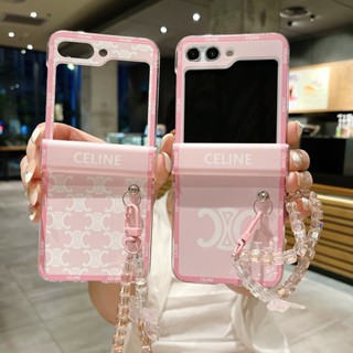 CELINE เคสโทรศัพท์มือถือแฟชั่น กันฝุ่น สีชมพู สําหรับ Samsung Galaxy Z FLIP 3 Sweet FLIP 4 FLIP 5