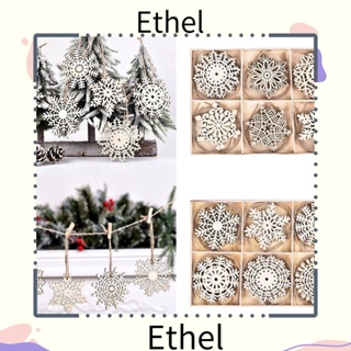 Ethel1 จี้ไม้ รูปเกล็ดหิมะ ของขวัญปีกราฟฟิตี้ สําหรับตกแต่งบ้าน 24 ชิ้น