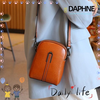 Daphne กระเป๋าสะพายไหล่ สะพายข้าง หนัง PU มีซิป ขนาดเล็ก แบบพกพา สีแดง สําหรับผู้หญิง