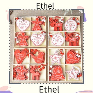 Ethel1 จี้ไม้ รูปดาว และนางฟ้า กวางเอลก์ สําหรับตกแต่งบ้าน ต้นคริสต์มาส DIY 12 ชิ้น