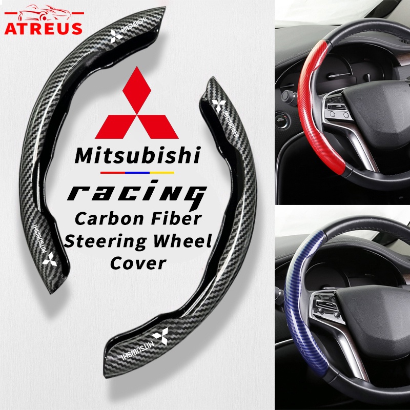 Mitsubishi ปลอกหุ้มพวงมาลัยคาร์บอนไฟเบอร์ หุ้มพวงมาลัยรถยนต์ กันลื่น สําหรับ Mitsubishi Xpander Cross Triton Grandis Attrage Mirage Outlander Pajero Sport ASX High Performance Steering Wheel Cover