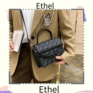 Ethel1 กระเป๋าสะพายไหล่ กระเป๋าถือ ลายสก๊อต มีสายโซ่คล้อง สําหรับสตรี