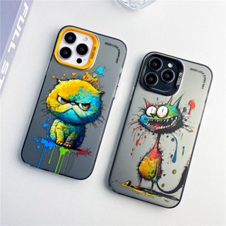 เคสไอโฟน Oil Painting Big Face Cat Double layer Acrylic เคส iPhone 11 12 Pro max 13 Pro Max 14 Pro Max Case