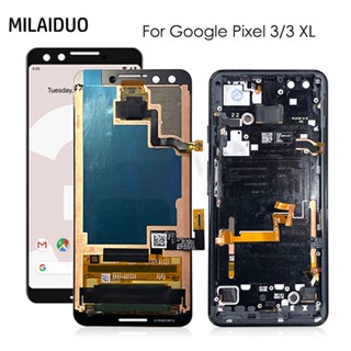 อะไหล่หน้าจอสัมผัส LCD พร้อมกรอบ แบบเปลี่ยน สําหรับ Google pixel 3 pixel 3 xl