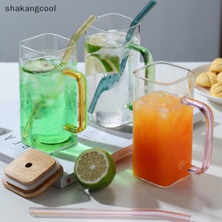 Shakangcool แก้วมัก พร้อมฝาปิดไม้ไผ่ และหลอดดูดแก้ว สําหรับใส่เครื่องดื่ม เบียร์ กาแฟ น้ําแข็ง SGL