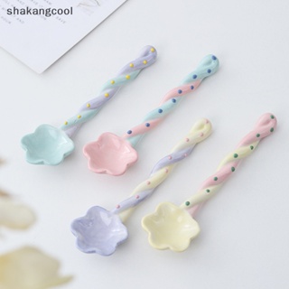 Shakangcool ช้อนเซรามิค ด้ามจับยาว ลายไอศกรีมน่ารัก สําหรับขนมหวาน 1 ชิ้น SGL