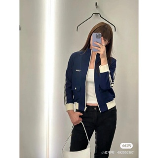 JLSR C- ELINE 2023 French college style embroidered letter contrast color stitching short all-match baseball jacket