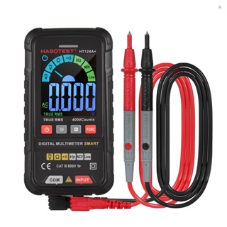 Tmt HABOTEST HT124A+ มัลติมิเตอร์ 4000 ครั้ง True RMS มัลติมิเตอร์ดิจิทัลอัจฉริยะ 600V AC DC ความต้านทานแรงดันไฟฟ้า ความถี่ต่อเนื่อง NVC ทดสอบสายไฟสด พร้อมหน้าจอสี LCD