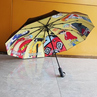 ร่มกันแดดอัตโนมัติ ลายการ์ตูนอนิเมะ One Piece Rain Umbrella 10 Bone แบบพับได้ สําหรับผู้ใหญ่