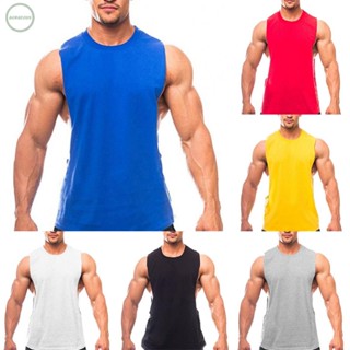 GORGEOUS~Adults Mens Vest Quick Dry Solid Color T-shirt Breathable Cotton M~2XL