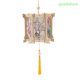 Guadalupe โคมไฟกระต่าย กระดาษ แฮนด์เมด เรืองแสง ดอกไม้ และโคมไฟ สไตล์จีนโบราณ DIY สําหรับเด็ก