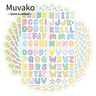 Muvako สติกเกอร์ไวนิล มีกาวในตัว ลายตัวอักษร หลากสี สําหรับติดตกแต่งสมุดภาพ DIY 20 แผ่น