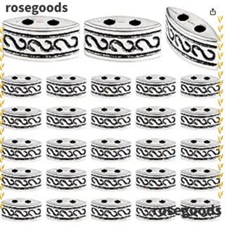 Rosegoods1 ลูกปัดสเปเซอร์ โลหะผสม สไตล์ทิเบต ทรงสี่เหลี่ยมผืนผ้า 10 มม. x 5 มม. 2 รู 2 รู สําหรับงานฝีมือ