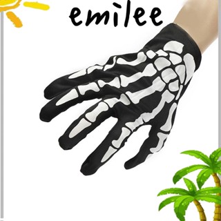 Emilee ถุงมือฮาโลวีน แบบเต็มนิ้ว กันลื่น สีดํา สําหรับขี่จักรยาน 1 คู่