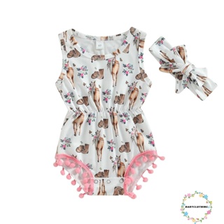 Babyclothes- ชุดรอมเปอร์ แขนกุด คอกลม ประดับพู่ ลําลอง สไตล์สตรีท ฤดูร้อน สําหรับเด็กผู้หญิง