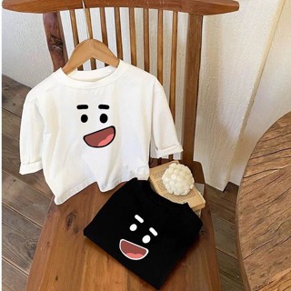 พร้อมส่ง เสื้อยืดลําลอง แขนยาว ผ้าฝ้ายแท้ 100% ลายการ์ตูน แฟชั่นฤดูใบไม้ผลิ ฤดูใบไม้ร่วง สําหรับเด็กผู้หญิง และเด็กผู้ชาย