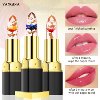 Hot Sale# Cross-border makeup flower lipstick thousands of people thousands of colors warm change moisturizing flower jelly color-changing gold foil lipstick 8cc