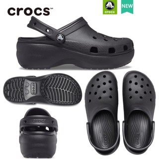 Crocs รองเท้าแพลตฟอร์ม ส้นสูง 4.1 ซม. สีขาว สไตล์คลาสสิก สําหรับผู้ชาย และผู้หญิง