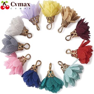 Cvmax จี้ดอกไม้ ผ้าหลากสี จี้ดอกไม้ ฝาเหล็ก สร้อยข้อมือ ผ้าคละสี เครื่องประดับ อุปกรณ์