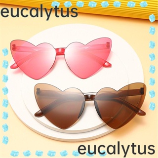 Eucalytus1 แว่นตากันแดด UV400 รูปหัวใจ ไล่โทนสี ป้องกัน UV400 สไตล์วินเทจ สําหรับผู้หญิง