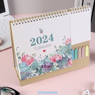 Blossomea 2024 ปฏิทินตั้งโต๊ะ ภาษาอังกฤษ ปฏิทินตั้งโต๊ะ สร้างสรรค์ อเนกประสงค์ ขดลวด กระเป๋า ปฏิทินตั้งโต๊ะ ตารางการวางแผน ปฏิทินบันทึก