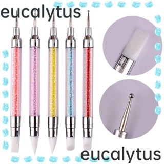 Eucalytus1 แปรงปากกาแต่งแต้มจุดเล็บ อะคริลิค คริสตัล UV เจล แบบคู่ ลายดอกไม้