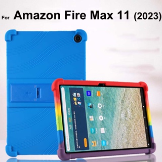 เคสโทรศัพท์มือถือ ซิลิโคนนิ่ม กันกระแทก พร้อมขาตั้ง สําหรับ Amazon Fire Max 11 2023 FireMax11 case