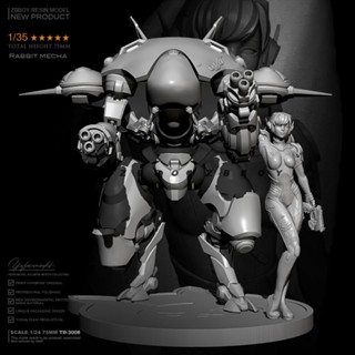 9.9 เหนื่อยมากโมเดลทหารเรซิ่น สีขาว 1/35 ZBBOY Producer Yutu Xiaomei Mecha Man TD-3008 WA7X