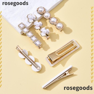 Rosegoods1 กิ๊บติดผมโลหะ ประดับมุก กันลื่น หรูหรา สไตล์เรโทร 5 7 ชิ้น ต่อชุด