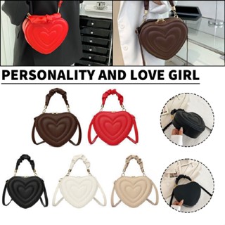 Women Casual Heart Shaped Crossbody Shoulder Bag PU Leather Zipper Tote Handbag