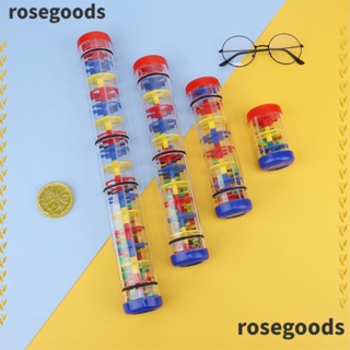 Rosegoods1 เครื่องทําฝน แบบพลาสติกใส เสียงหยดน้ํา เสียงสนุก ของเล่นมอนเตสซอรี่ สําหรับเด็ก