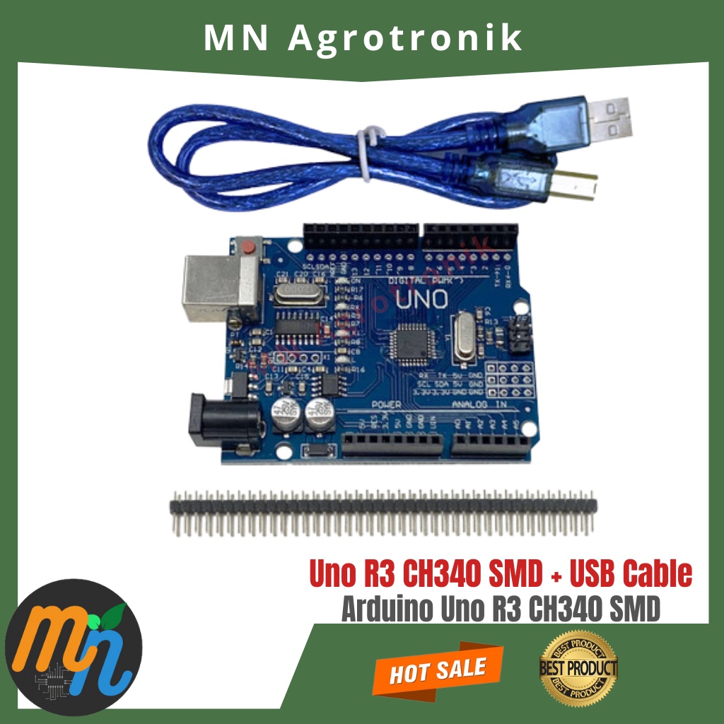 UNO R3 SMD CH340 ATMEGA328P PLUS สาย USB & HEADER