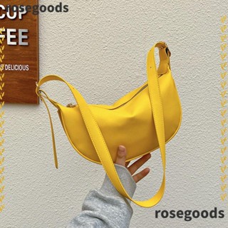 Rosegoods1 Hobo กระเป๋าสะพายไหล่ หนัง PU ทรงเกี๊ยว ขนาดเล็ก น้ําหนักเบา สีพื้น แฟชั่นสําหรับผู้หญิง