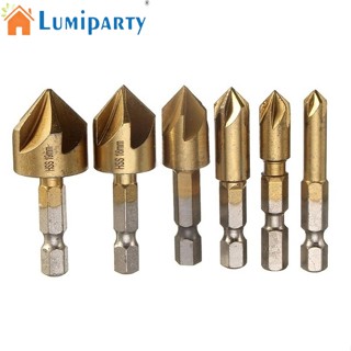 Lumiparty มีดลบคม ห้าใบ พร้อมด้ามจับหกเหลี่ยม 90 องศา ความเร็วสูง สําหรับลบคมไม้ 6 ชิ้น