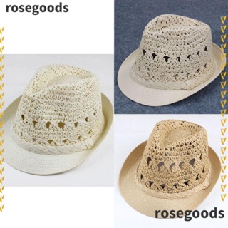 Rosegoods1 หมวกฟางปีกกว้าง ระบายอากาศ เหมาะกับเดินชายหาด แฟชั่นฤดูร้อน สําหรับผู้หญิง