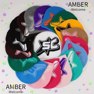 Amber หมวกถัก หมวกฮิปฮอป ลายกะโหลก Y2k