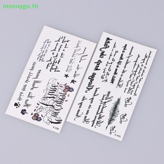 Monnygo สติกเกอร์รอยสักชั่วคราว ลายตัวอักษรภาษาอังกฤษ กันน้ํา สําหรับผู้หญิง และผู้ชาย 1 ชิ้น