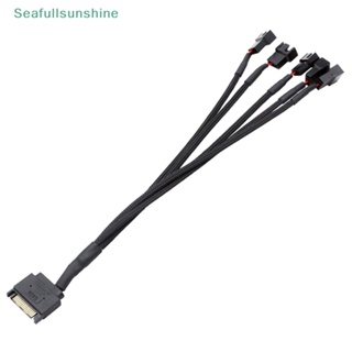 Seaf&gt; สายเคเบิลแยกพัดลมระบายความร้อน 27 ซม. 12V SATA เป็นพอร์ตเชื่อมต่อ 3/4Pin สีดํา สําหรับคอมพิวเตอร์ PC Molex IDE