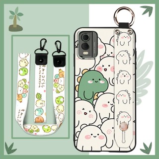 Back Cover Lanyard Phone Case For Nokia C32 Cartoon Wrist Strap Fashion Design Silicone Kickstand Wristband Soft case