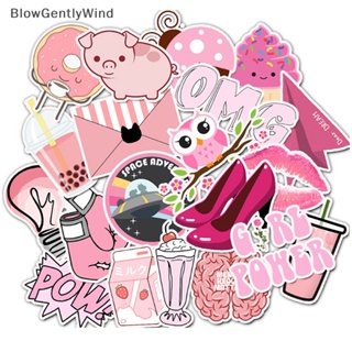 Blowgentlywind สติกเกอร์ ลายการ์ตูนเด็กผู้หญิง สีชมพู สําหรับติดตกแต่งกระเป๋าเดินทาง แล็ปท็อป กีตาร์ รถยนต์ DIY 50 ชิ้น