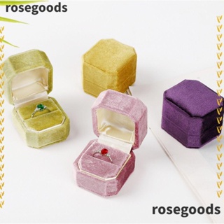 Rosegoods1 กล่องกํามะหยี่ ทรงแปดเหลี่ยม สําหรับใส่เครื่องประดับ