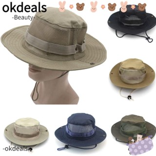 Okdeals หมวกบักเก็ต หมวกกันแดด ป้องกันรังสียูวี ระบายอากาศ ตาข่ายปีกกว้าง หมวกตกปลา สําหรับผู้ชาย