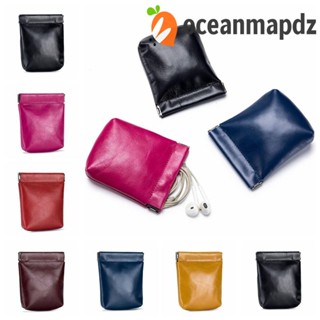 Oceanmapdz กระเป๋าใส่เหรียญ ลิปสติก หนัง PU ขนาดเล็ก แบบพกพา สีพื้น แฟชั่นฤดูใบไม้ผลิ สําหรับผู้หญิง