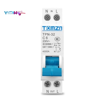 Tomzn TPN 1P+N เบรกเกอร์วงจร ขนาดเล็ก MCB 6A รางเมาท์ Din สวิตช์อากาศ ขนาดเล็ก สําหรับครัวเรือน