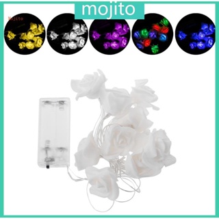 Mojito สายไฟหิ่งห้อย LED 10 ดวง รูปดอกกุหลาบ สําหรับตกแต่งสวน งานแต่งงาน ปาร์ตี้ วาเลนไทน์