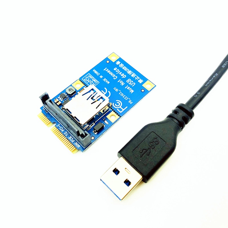 อะแดปเตอร์การ์ดไรเซอร์ ต่อขยาย PCI-E Riser Mini PCIE เป็น PCI-E X1 SATA พร้อมสายเคเบิลต่อขยาย USB 30 ซม.