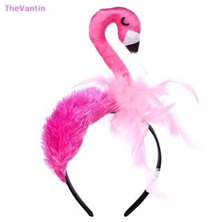 Thevantin ที่คาดศีรษะ ผ้ากํามะหยี่ ลายฟลามิงโก้น่ารัก สีชมพู เครื่องประดับผม ปาร์ตี้ฮาโลวีน สําหรับผู้หญิง