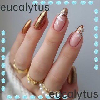 Eucalytus1 เล็บปลอม อัลมอนด์ หัวแหลม แบบเต็ม แฟชั่น สวมใส่ได้ สําหรับผู้หญิง